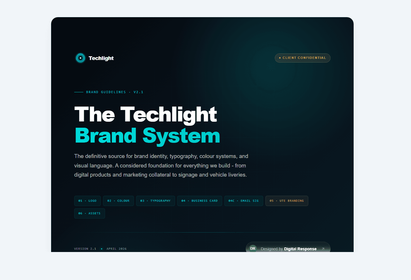 Techlight brand system guidelines designed by Digital Response
